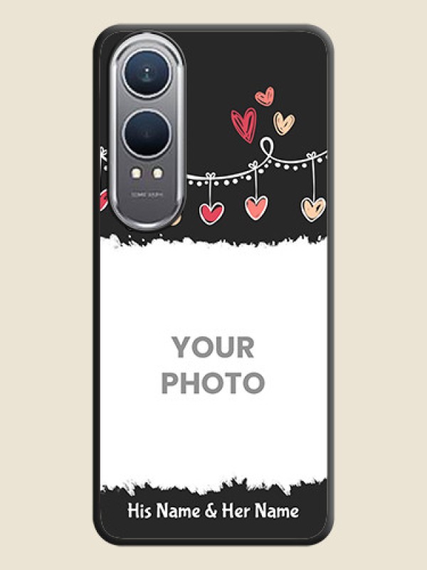 Custom Pink Love Hangings with Name On Space Black Custom Soft Matte Mobile Back Cover - OnePlus Nord CE 4 Lite 5G - alternate view