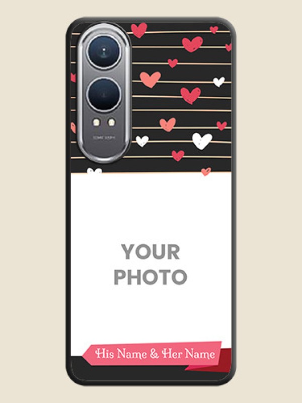 Custom Love Pattern with Name on Pink Ribbon on Photo On Space Black Custom Soft Matte Mobile Back Cover - OnePlus Nord CE 4 Lite 5G - alternate view
