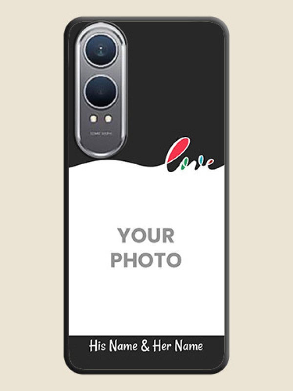 Custom Fall in Love Pattern with Picture on Photo On Space Black Custom Soft Matte Mobile Back Cover - OnePlus Nord CE 4 Lite 5G - alternate view