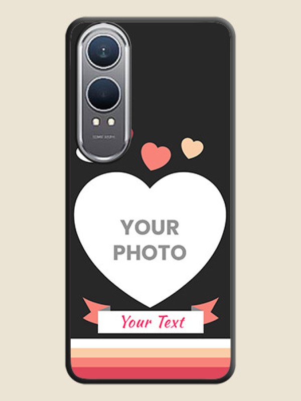 Custom Love Shaped Photo with Colorful Stripes On Space Black Custom Soft Matte Mobile Back Cover - OnePlus Nord CE 4 Lite 5G - alternate view
