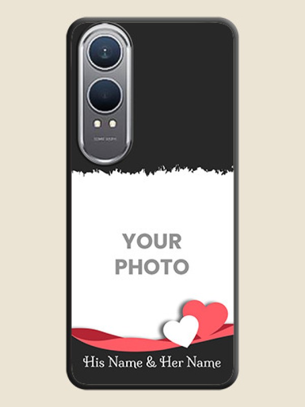 Custom Pin Color Love Shaped Ribbon Design with Text On Space Black Custom Soft Matte Mobile Back Cover - OnePlus Nord CE 4 Lite 5G - alternate view