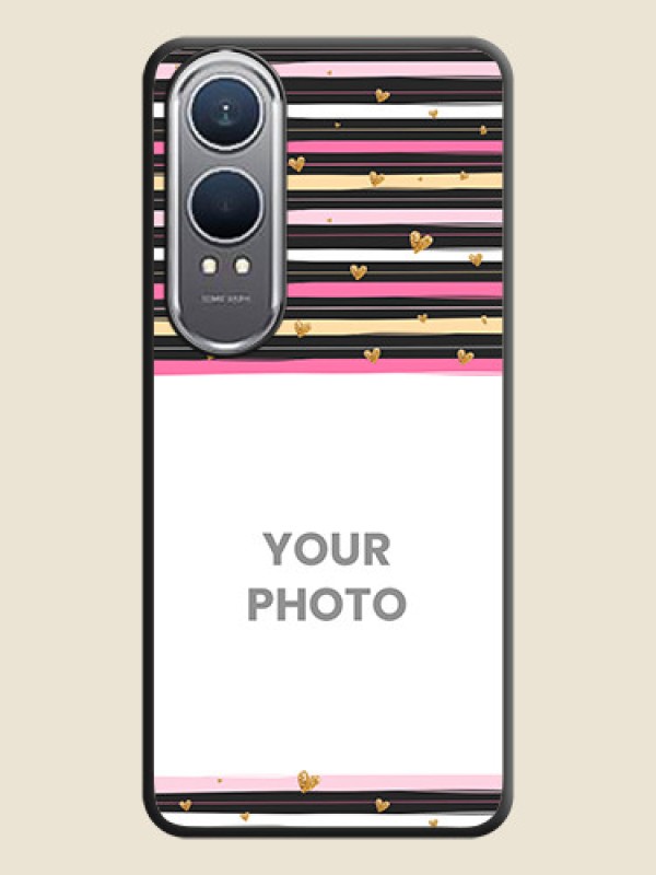 Custom Multicolor Lines and Golden Love Symbols Design on Photo On Space Black Custom Soft Matte Mobile Back Cover - OnePlus Nord CE 4 Lite 5G - alternate view