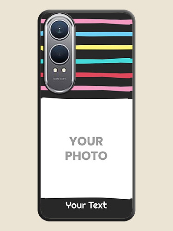 Custom Multicolor Lines with Image On Space Black Custom Soft Matte Mobile Back Cover - OnePlus Nord CE 4 Lite 5G - alternate view