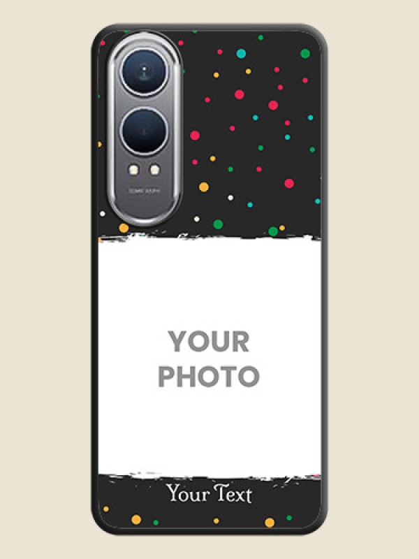 Custom Multicolor Dotted Pattern with Text On Space Black Custom Soft Matte Mobile Back Cover - OnePlus Nord CE 4 Lite 5G - alternate view