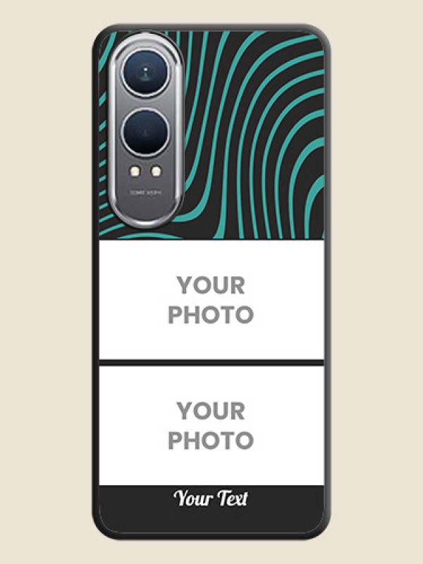 Custom Wave Pattern with 2 Image Holder On Space Black Custom Soft Matte Mobile Back Cover - OnePlus Nord CE 4 Lite 5G - alternate view