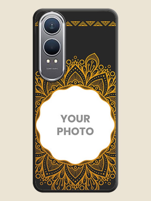 Custom Round Image with Floral Design On Space Black Custom Soft Matte Mobile Back Cover - OnePlus Nord CE 4 Lite 5G - alternate view