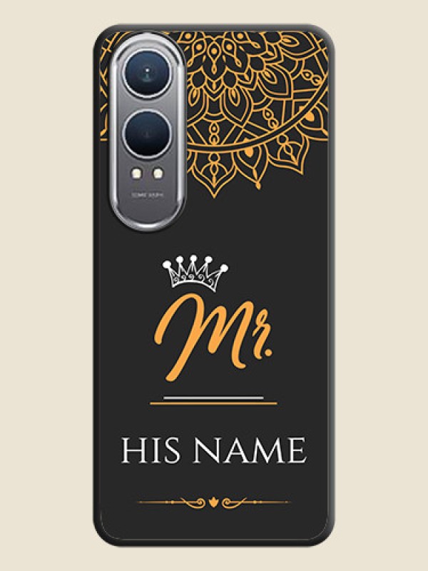 Custom Mr Name with Floral Design On Space Black Custom Soft Matte Mobile Back Cover - OnePlus Nord CE 4 Lite 5G - alternate view