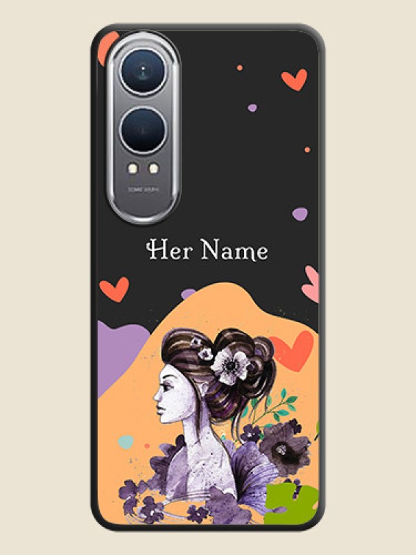 Custom Namecase For Her With Fancy Lady Image On Space Black Custom Soft Matte Mobile Back Cover - OnePlus Nord CE 4 Lite 5G - alternate view