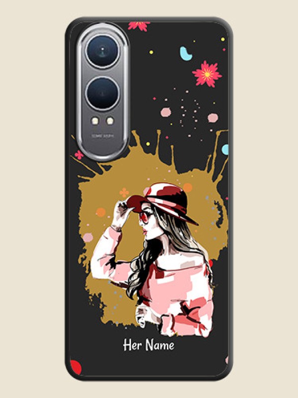 Custom Mordern Lady With Color Splash Background With Custom Text On Space Black Custom Soft Matte Mobile Back Cover - OnePlus Nord CE 4 Lite 5G - alternate view