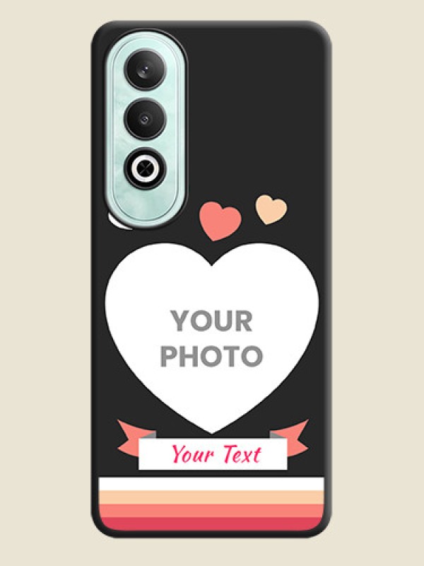 Custom Love Shaped Photo with Colorful Stripes on Personalised Space Black Soft Matte Cases - OnePlus Nord CE 4 - alternate view