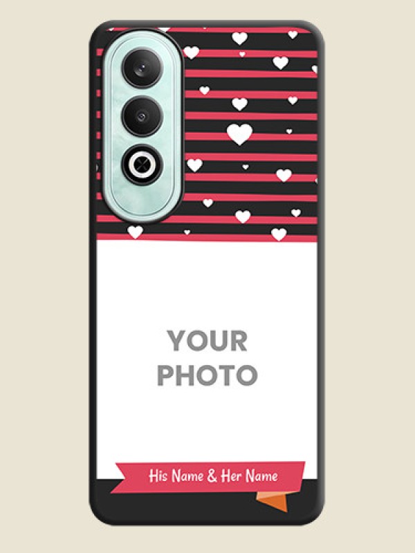 Custom White Color Love Symbols with Pink Lines Pattern on Space Black Custom Soft Matte Phone Cases - OnePlus Nord CE 4 - alternate view