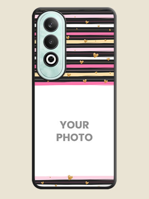 Custom Multicolor Lines and Golden Love Symbols Design - Photo on Space Black Soft Matte Mobile Cover - OnePlus Nord CE 4 - alternate view