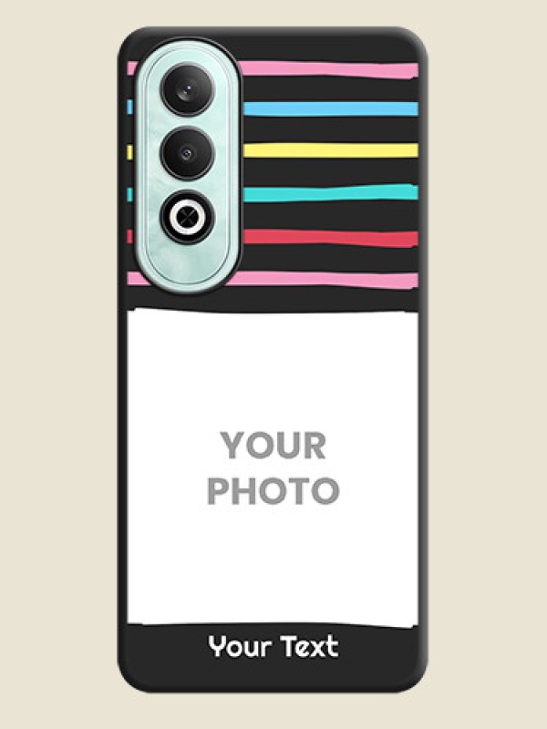 Custom Multicolor Lines with Image on Space Black Personalized Soft Matte Phone Covers - OnePlus Nord CE 4 - alternate view