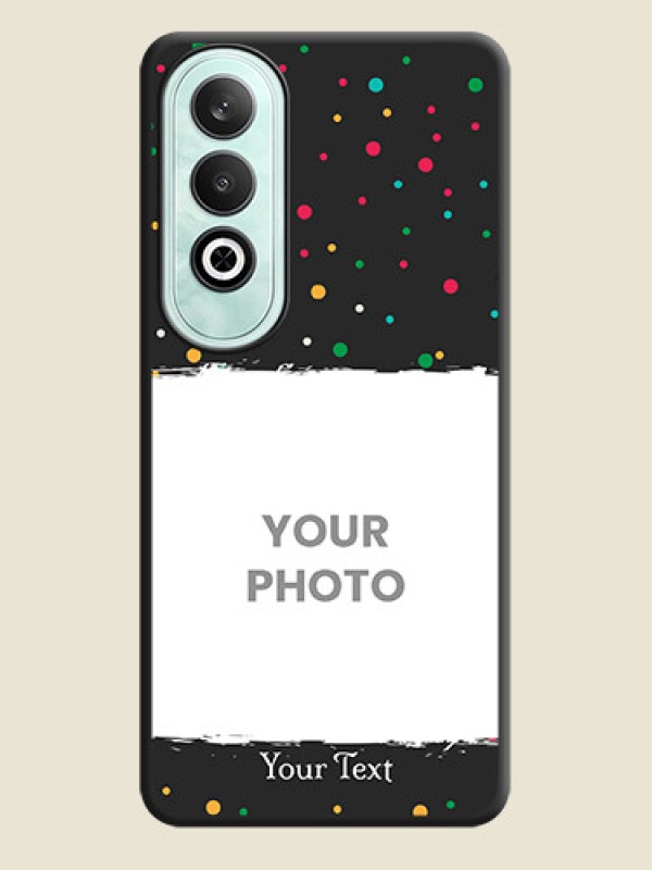 Custom Multicolor Dotted Pattern with Text on Space Black Custom Soft Matte Phone Back Cover - OnePlus Nord CE 4 - alternate view