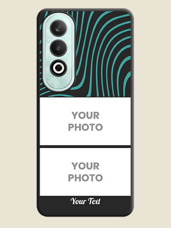 Custom Wave Pattern with 2 Image Holder on Space Black Personalized Soft Matte Phone Covers - OnePlus Nord CE 4 - alternate view