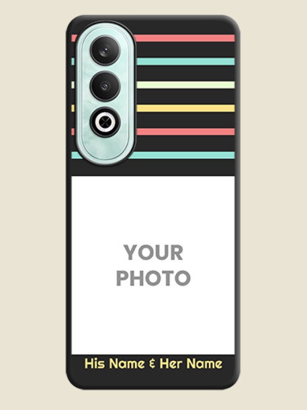 Custom Color Stripes with Photo and Text - Photo on Space Black Soft Matte Mobile Case - OnePlus Nord CE 4 - alternate view