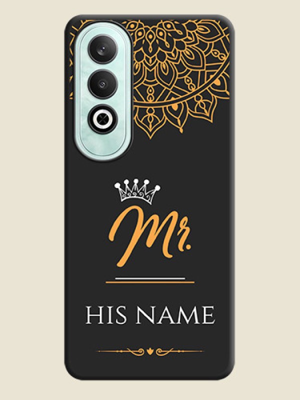 Custom Mr Name with Floral Design on Personalised Space Black Soft Matte Cases - OnePlus Nord CE 4 - alternate view