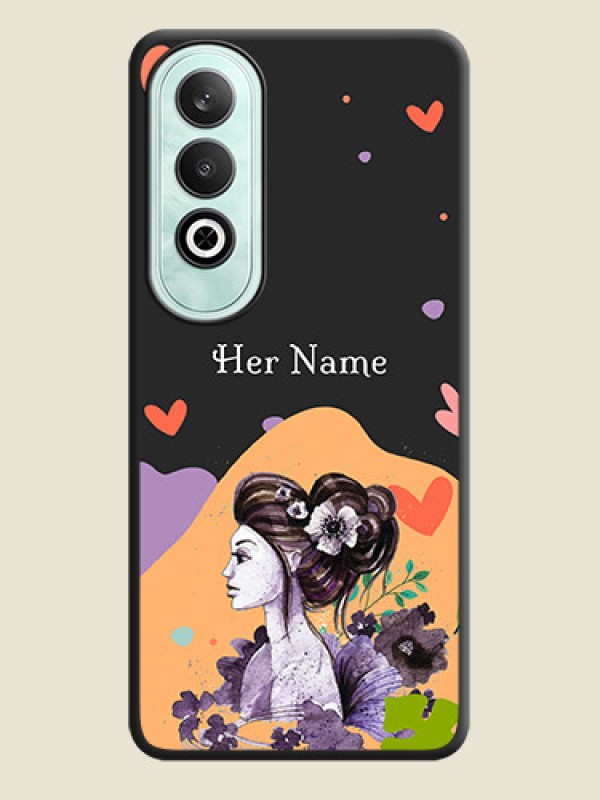 Custom Namecase For Her With Fancy Lady Image On Space Black Personalized Soft Matte Phone Covers - OnePlus Nord CE 4 - alternate view