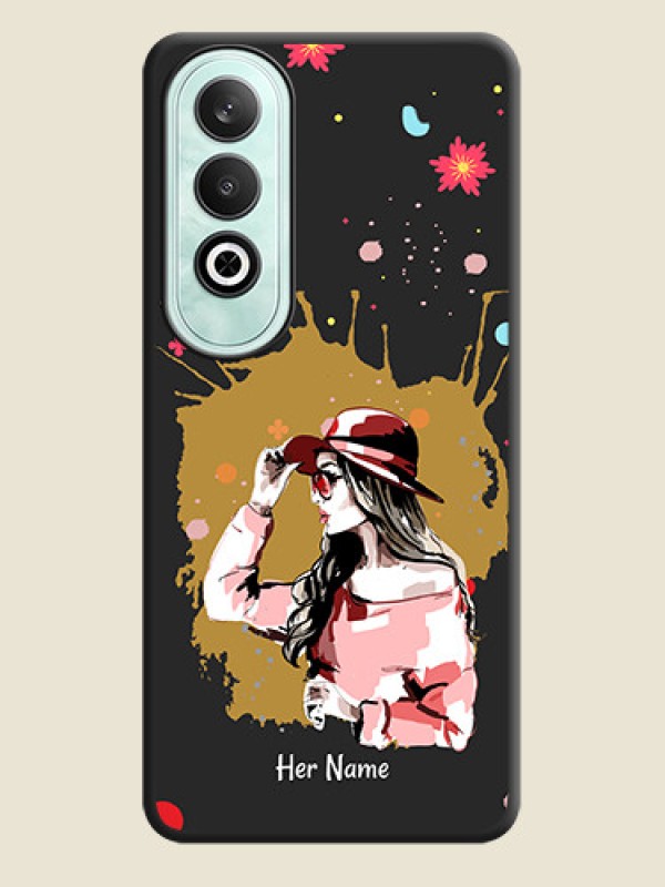 Custom Mordern Lady With Color Splash Background With Custom Text On Space Black Personalized Soft Matte Phone Covers - OnePlus Nord CE 4 - alternate view