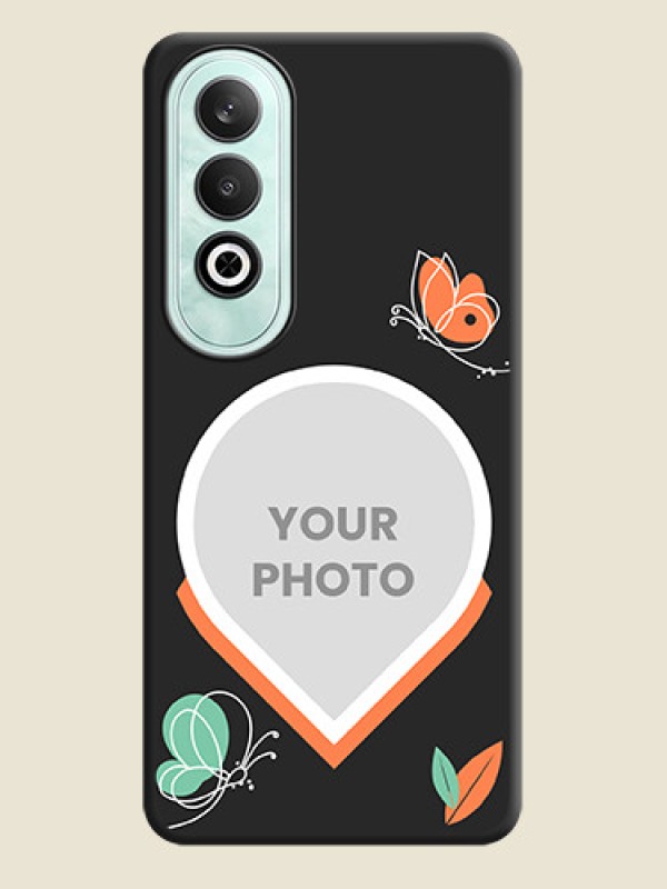 Custom Upload Pic With Simple Butterly Design On Space Black Personalized Soft Matte Phone Covers - OnePlus Nord CE 4 - alternate view