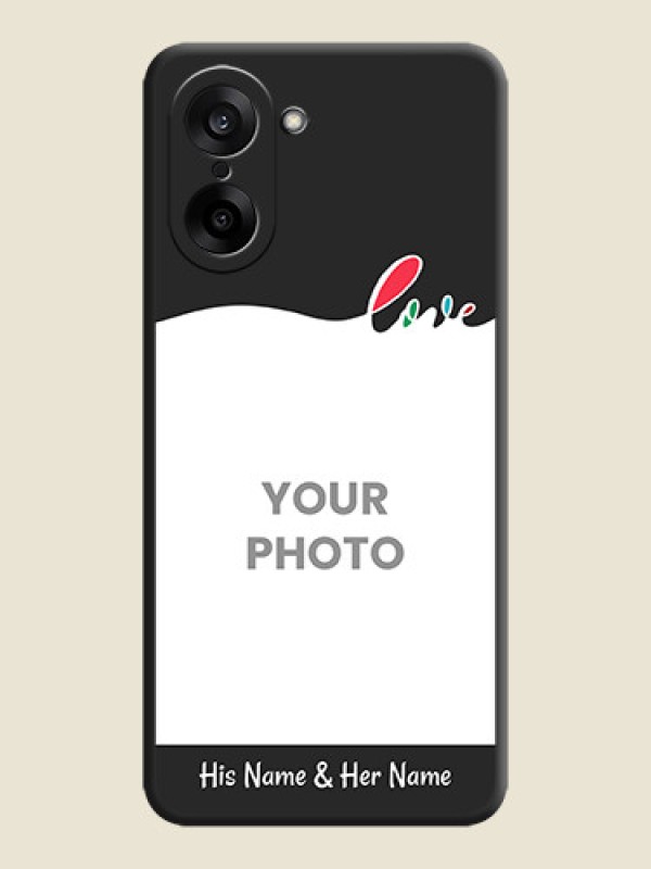 Custom Fall in Love Pattern with Picture on Photo On Space Black Custom Soft Matte Mobile Back Cover - OnePlus Nord CE 5 5G - alternate view