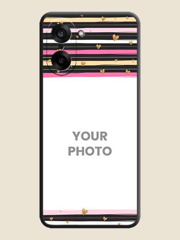 Custom Multicolor Lines and Golden Love Symbols Design on Photo On Space Black Custom Soft Matte Mobile Back Cover - OnePlus Nord CE 5 5G - alternate view