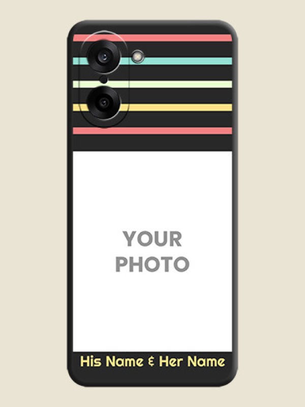 Custom Color Stripes with Photo and Text on Photo On Space Black Custom Soft Matte Mobile Back Cover - OnePlus Nord CE 5 5G - alternate view