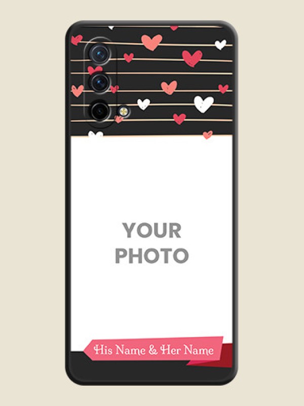 Custom Love Pattern with Name on Pink Ribbon  on Photo on Space Black Soft Matte Back Cover - Oneplus Nord Ce 5G - alternate view