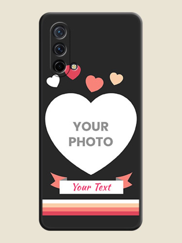 Custom Love Shaped Photo with Colorful Stripes on Personalised Space Black Soft Matte Cases - Oneplus Nord Ce 5G - alternate view