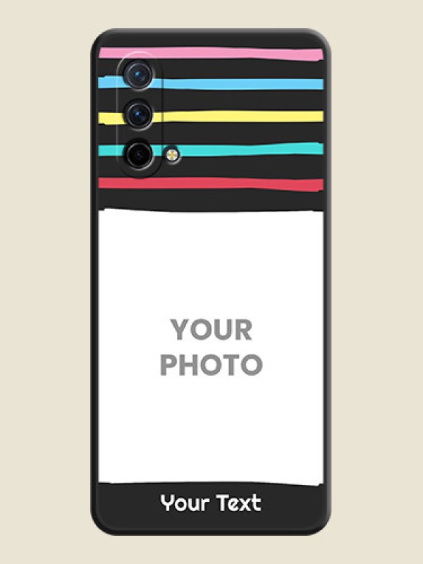 Custom Multicolor Lines with Image on Space Black Personalized Soft Matte Phone Covers - Oneplus Nord Ce 5G - alternate view