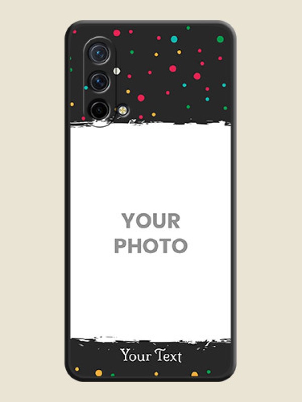 Custom Multicolor Dotted Pattern with Text on Space Black Custom Soft Matte Phone Back Cover - Oneplus Nord Ce 5G - alternate view