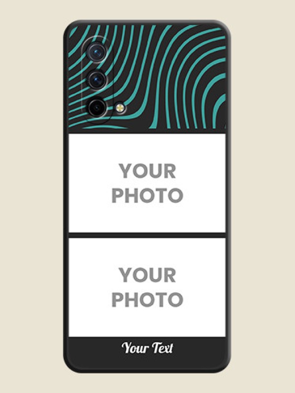 Custom Wave Pattern with 2 Image Holder on Space Black Personalized Soft Matte Phone Covers - Oneplus Nord Ce 5G - alternate view
