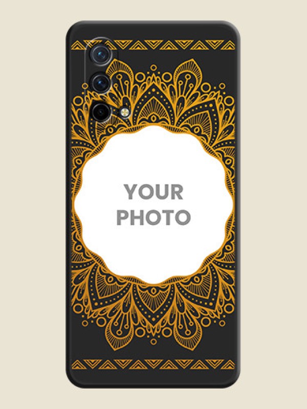 Custom Round Image with Floral Design on Photo on Space Black Soft Matte Mobile Cover - Oneplus Nord Ce 5G - alternate view