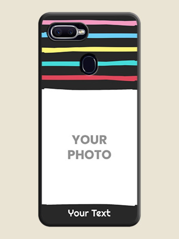 Custom Multicolor Lines with Image on Space Black Personalized Soft Matte Phone Covers - Oppo A12 - alternate view