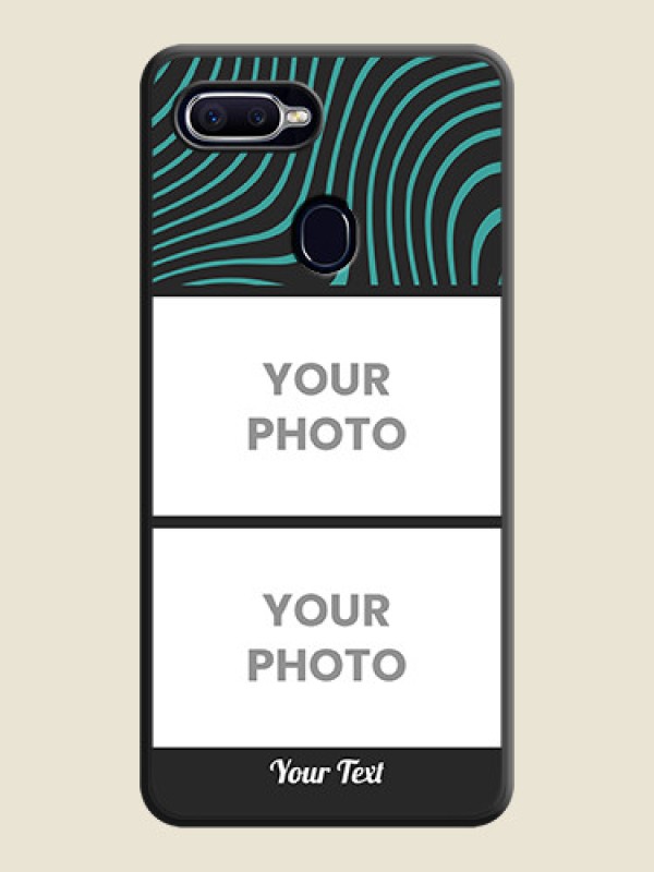 Custom Wave Pattern with 2 Image Holder on Space Black Personalized Soft Matte Phone Covers - Oppo A12 - alternate view
