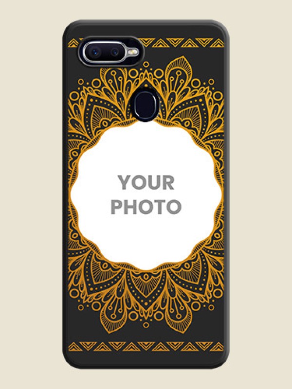 Custom Round Image with Floral Design on Photo on Space Black Soft Matte Mobile Cover - Oppo A12 - alternate view