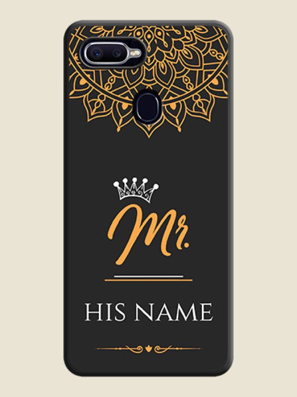Custom Mr Name with Floral Design  on Personalised Space Black Soft Matte Cases - Oppo A12 - alternate view