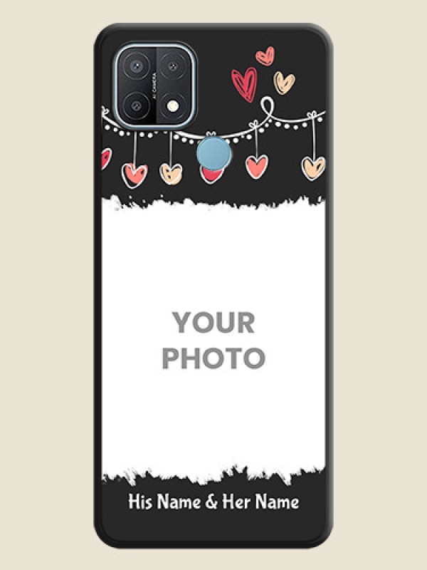 Custom Pink Love Hangings with Name on Space Black Custom Soft Matte Phone Cases - Oppo A15 - alternate view