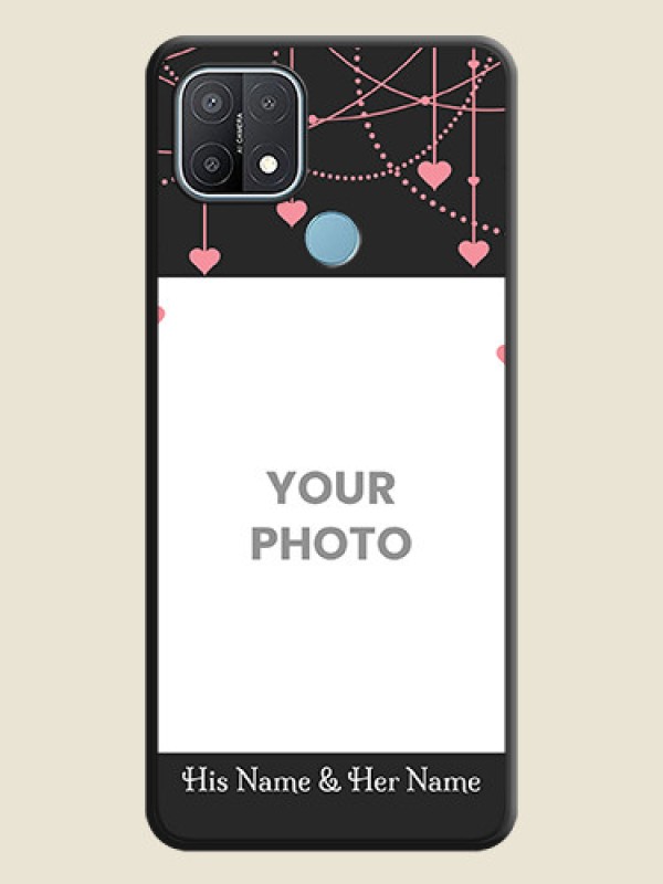 Custom Pink Love Hangings with Text on Space Black Custom Soft Matte Back Cover - Oppo A15 - alternate view