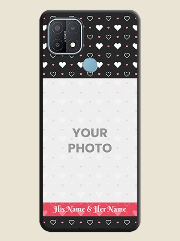Custom White Color Love Symbols with Text Design on Photo on Space Black Soft Matte Phone Cover - Oppo A15 - alternate view
