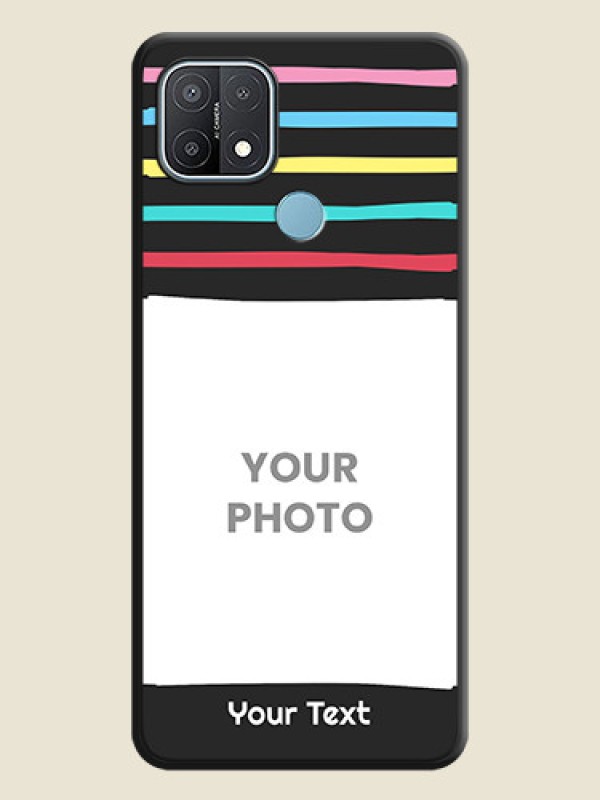 Custom Multicolor Lines with Image on Space Black Personalized Soft Matte Phone Covers - Oppo A15 - alternate view