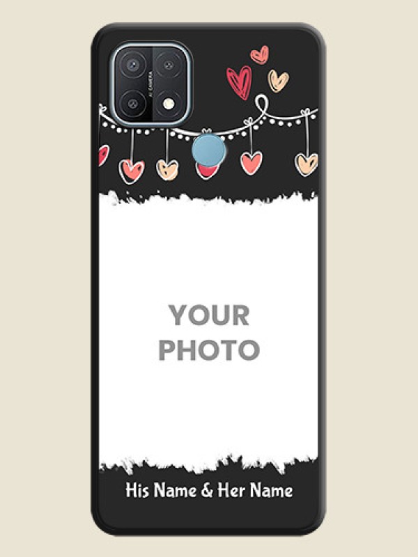 Custom Pink Love Hangings with Name on Space Black Custom Soft Matte Phone Cases - Oppo A15s - alternate view