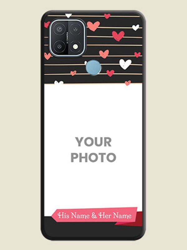 Custom Love Pattern with Name on Pink Ribbon on Photo on Space Black Soft Matte Back Cover - Oppo A15s - alternate view