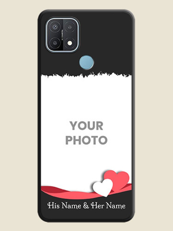 Custom Pin Color Love Shaped Ribbon Design with Text on Space Black Custom Soft Matte Phone Back Cover - Oppo A15s - alternate view