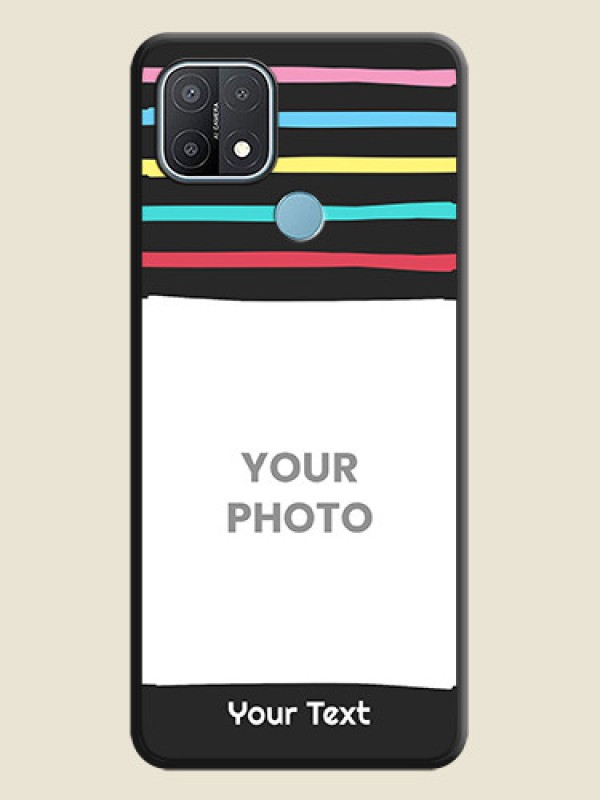 Custom Multicolor Lines with Image on Space Black Personalized Soft Matte Phone Covers - Oppo A15s - alternate view