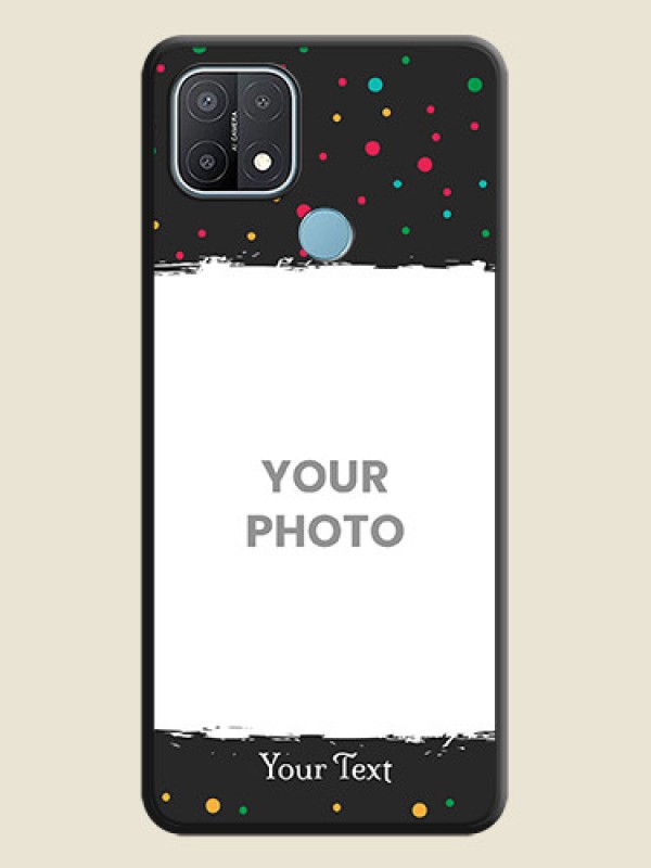 Custom Multicolor Dotted Pattern with Text on Space Black Custom Soft Matte Phone Back Cover - Oppo A15s - alternate view