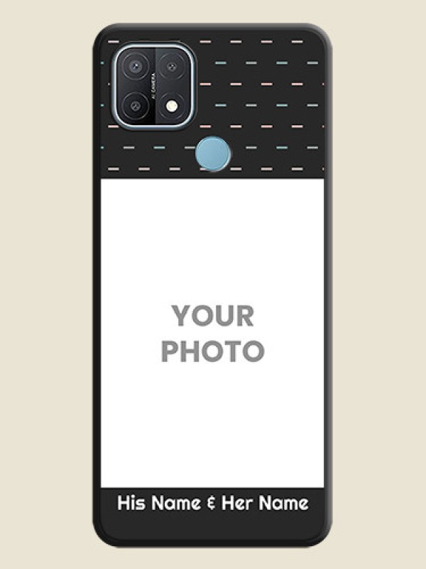 Custom Line Pattern Design with Text on Space Black Custom Soft Matte Phone Back Cover - Oppo A15s - alternate view