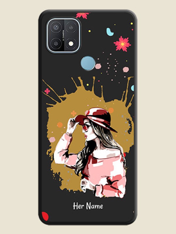Custom Mordern Lady With Color Splash Background With Custom Text On Space Black Personalized Soft Matte Phone Covers -Oppo A15S - alternate view
