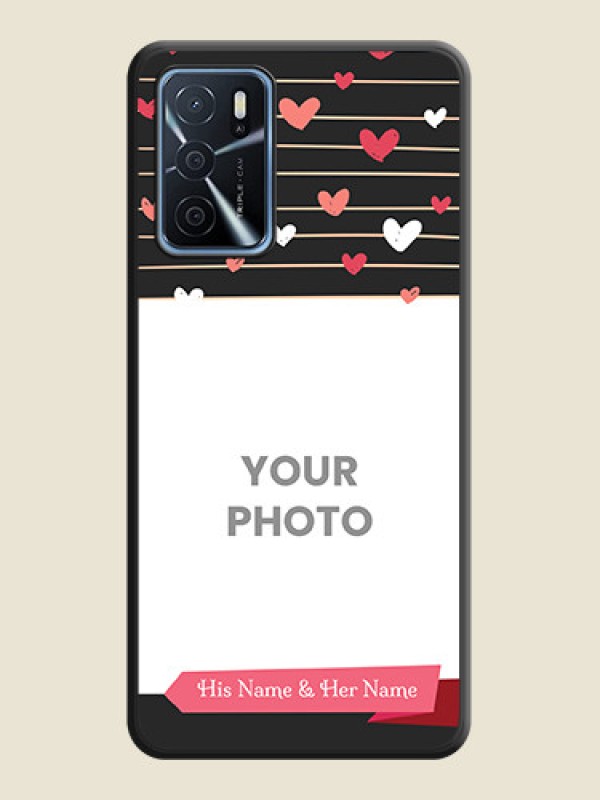 Custom Love Pattern with Name on Pink Ribbon  on Photo on Space Black Soft Matte Back Cover - Oppo A16 - alternate view