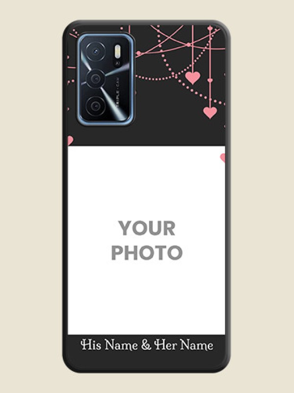 Custom Pink Love Hangings with Text on Space Black Custom Soft Matte Back Cover - Oppo A16 - alternate view